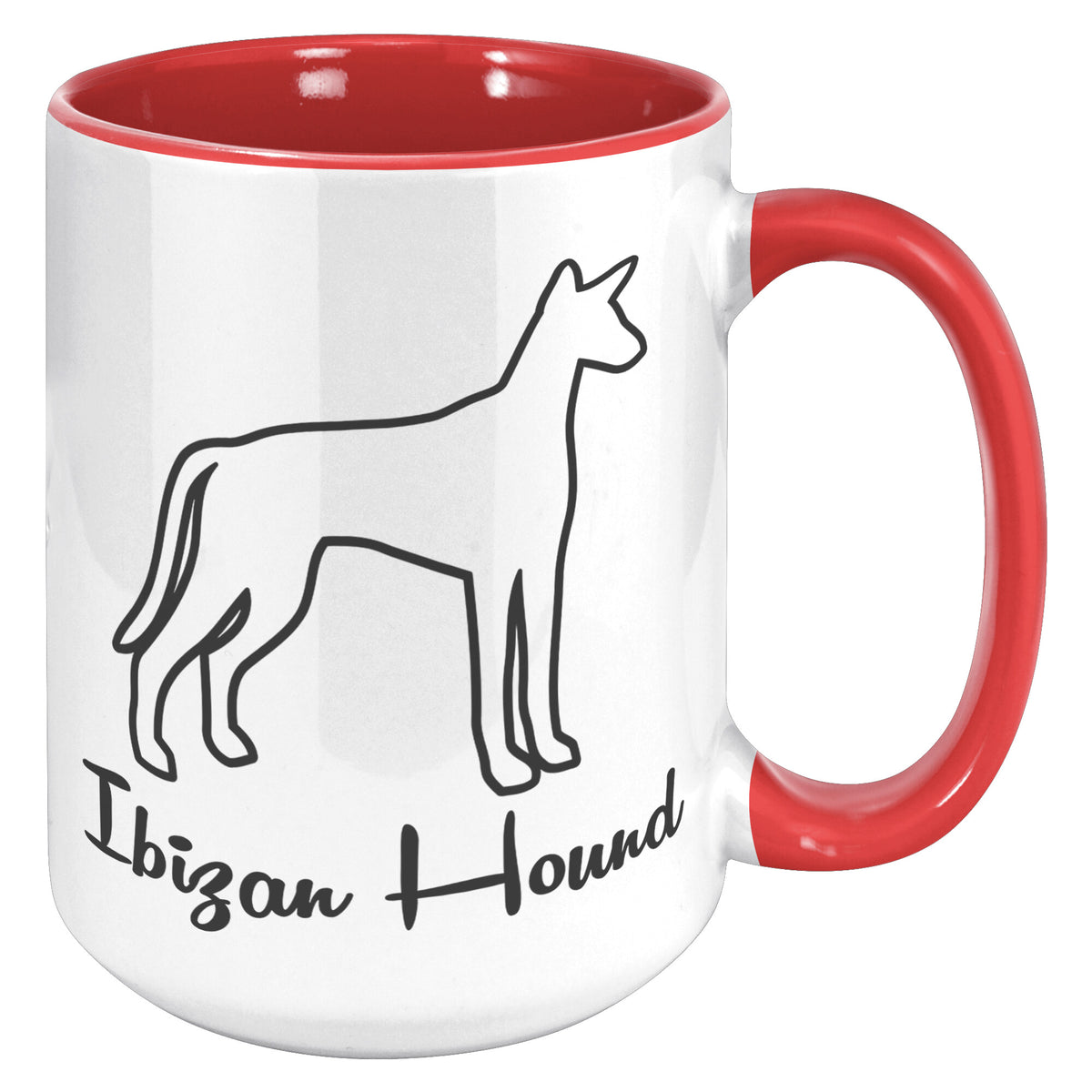 Ibizan Hound Dog Outlined Silhouette 15oz Accent Mug
