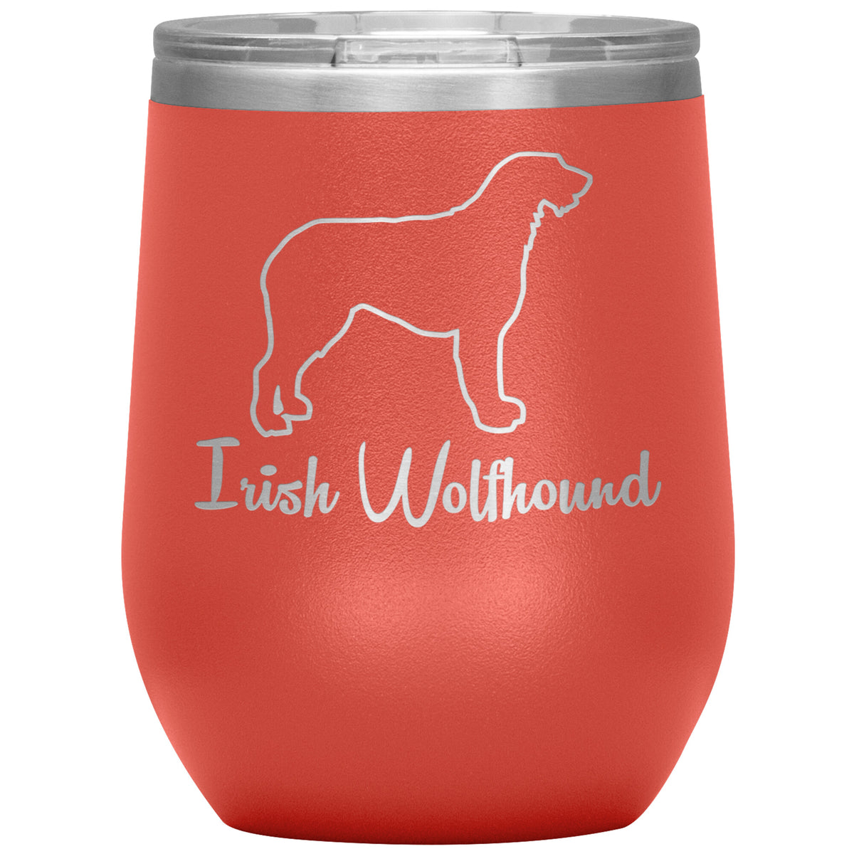 Irish Wolfhound Dog Outlined Silhouette 12oz Wine Insulated Tumbler