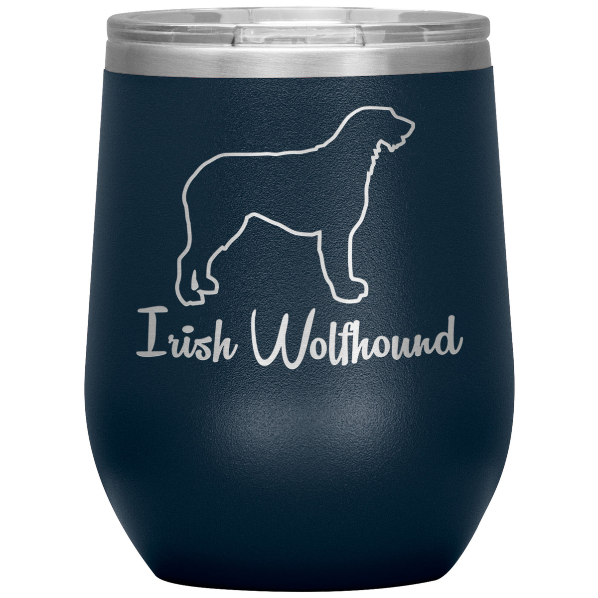 Irish Wolfhound Dog Outlined Silhouette 12oz Wine Insulated Tumbler
