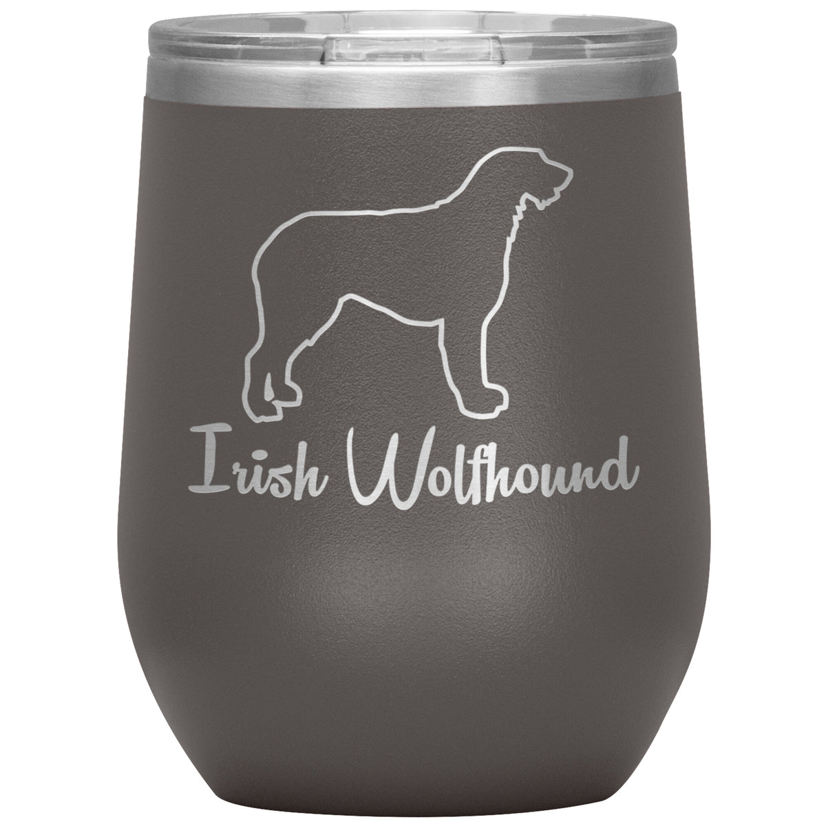 Irish Wolfhound Dog Outlined Silhouette 12oz Wine Insulated Tumbler
