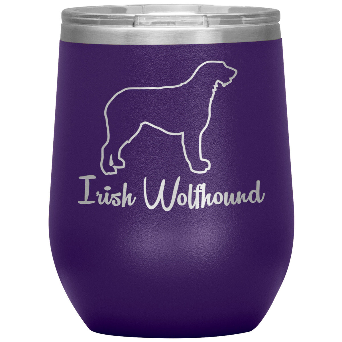 Irish Wolfhound Dog Outlined Silhouette 12oz Wine Insulated Tumbler
