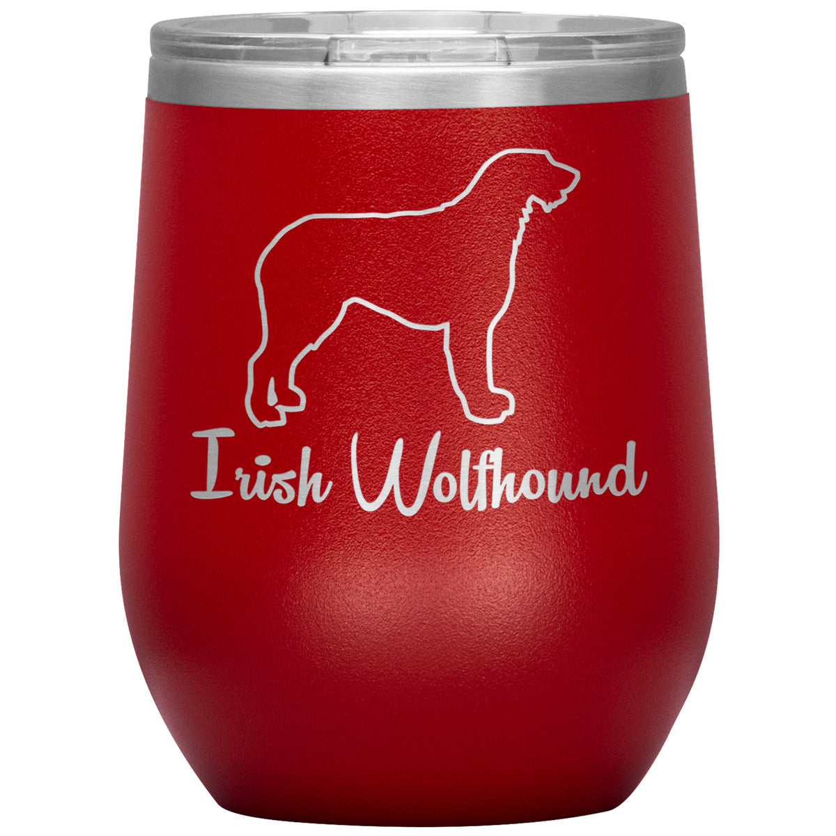 Irish Wolfhound Dog Outlined Silhouette 12oz Wine Insulated Tumbler