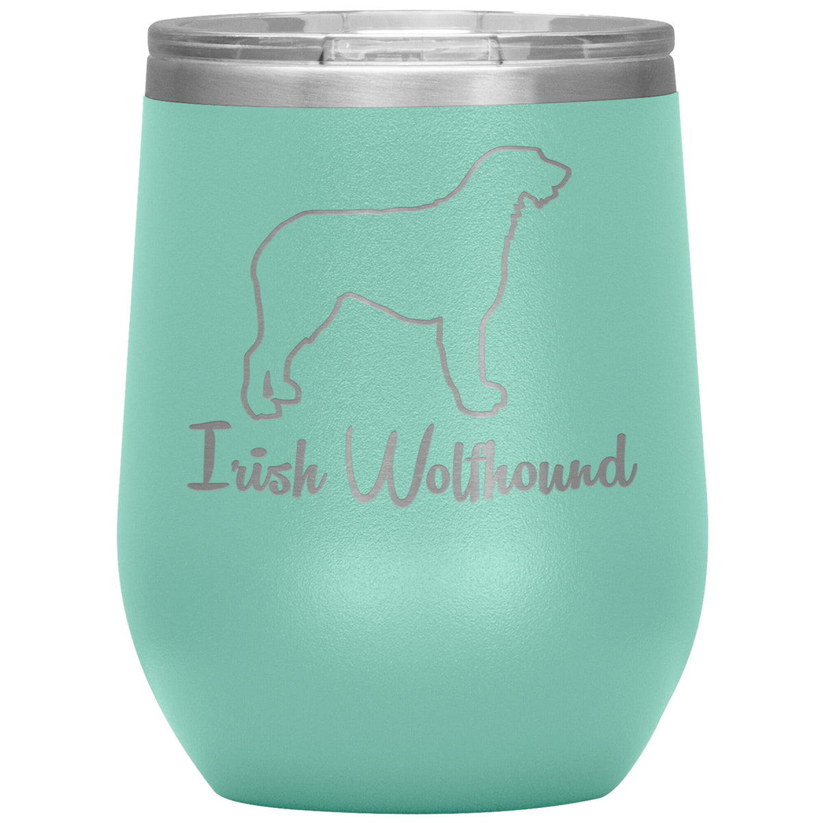 Irish Wolfhound Dog Outlined Silhouette 12oz Wine Insulated Tumbler