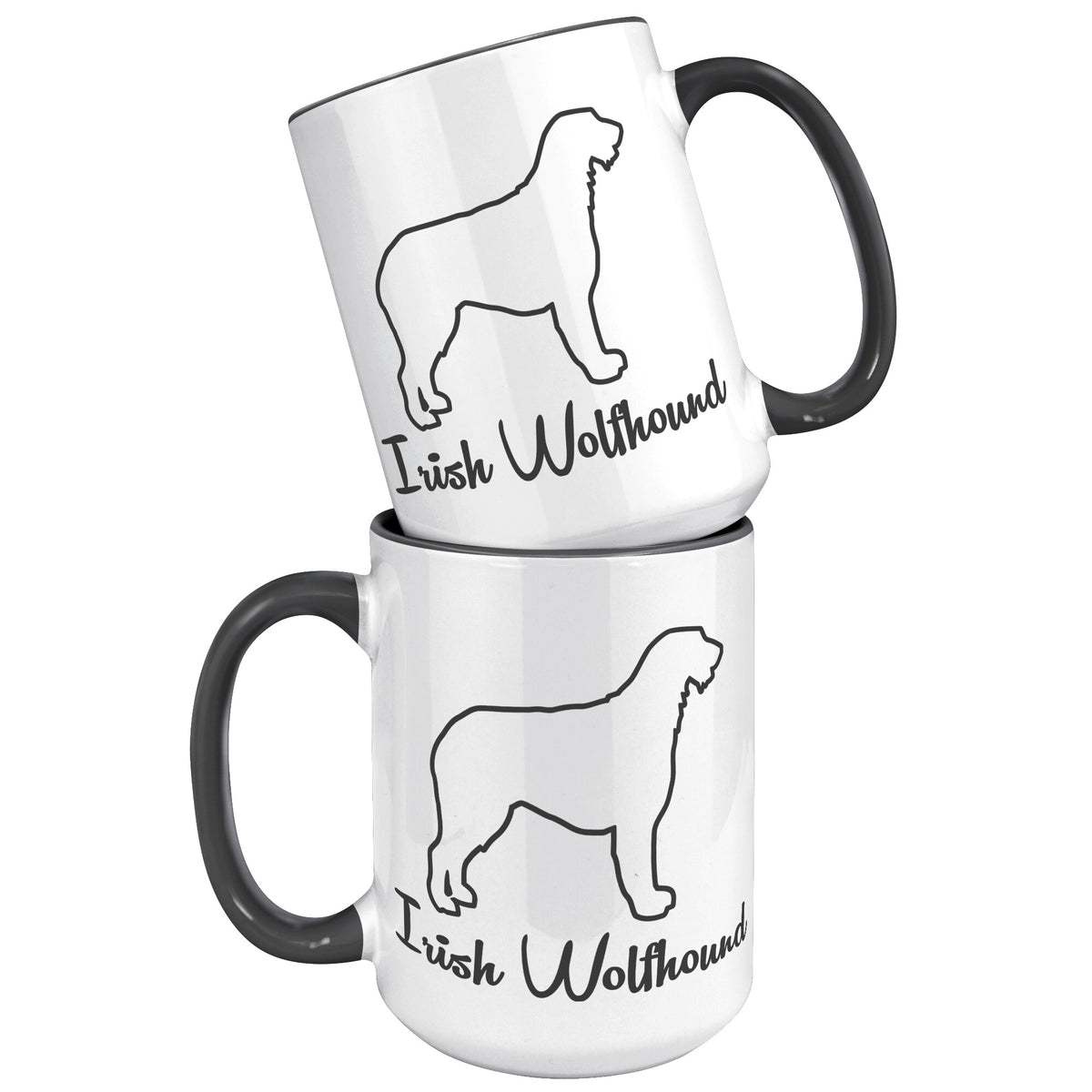 Irish Wolfhound Dog Outlined Silhouette 15oz Accent Mug