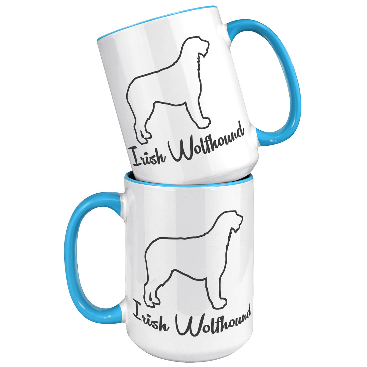 Irish Wolfhound Dog Outlined Silhouette 15oz Accent Mug
