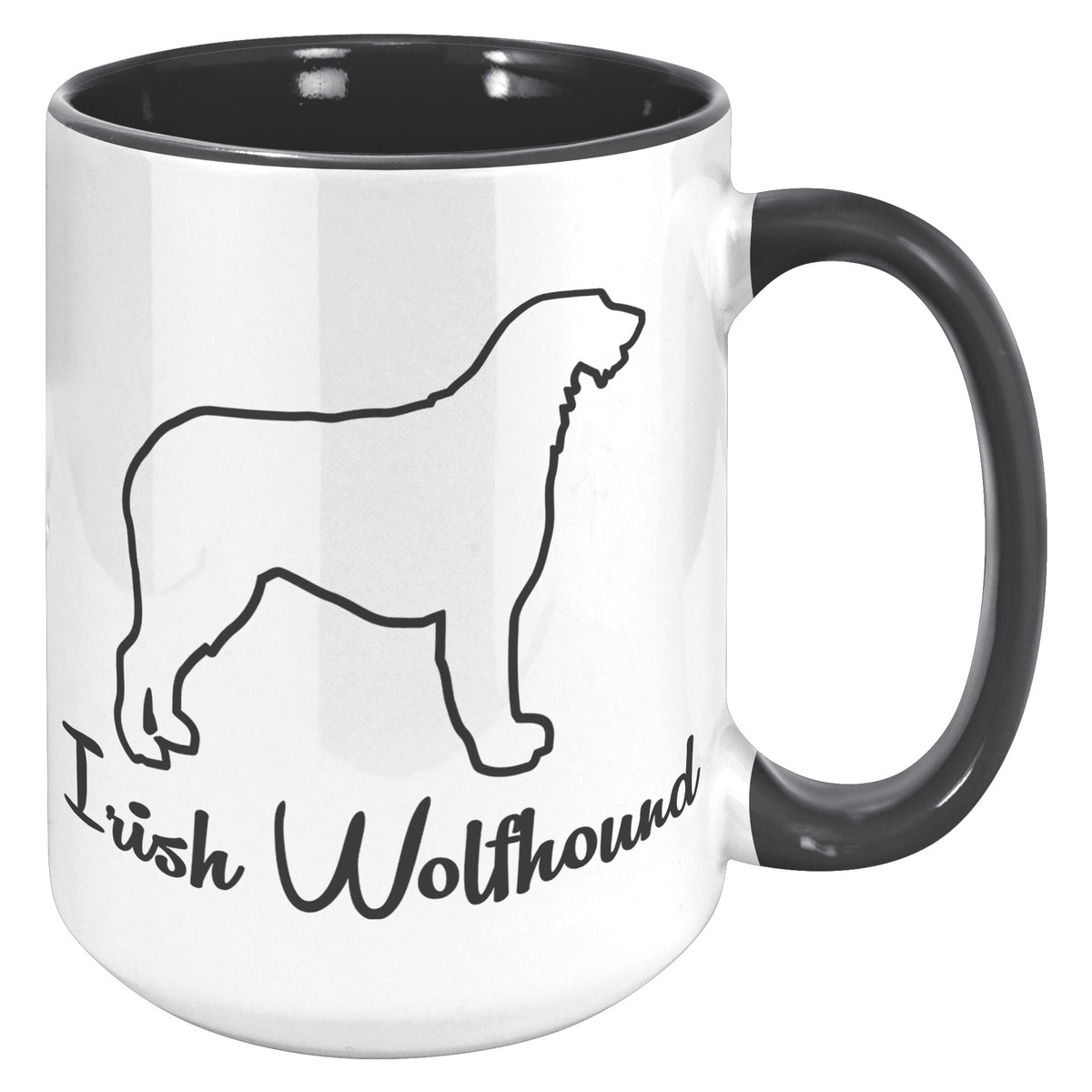 Irish Wolfhound Dog Outlined Silhouette 15oz Accent Mug