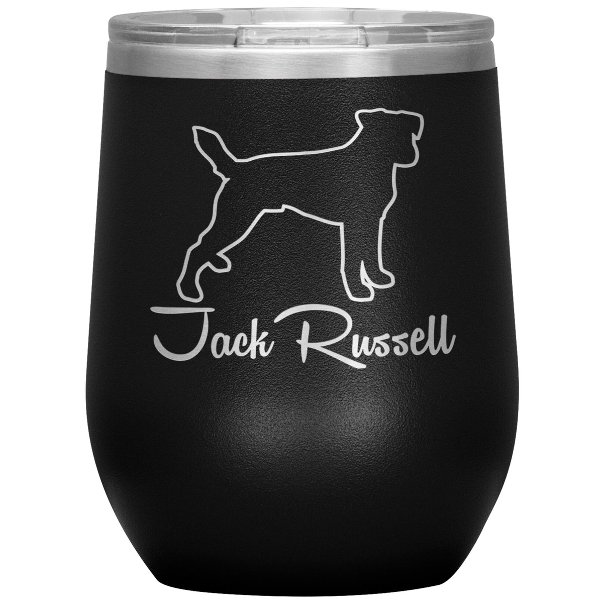 Jack Russell Dog Outlined Silhouette 12oz Wine Insulated Tumbler