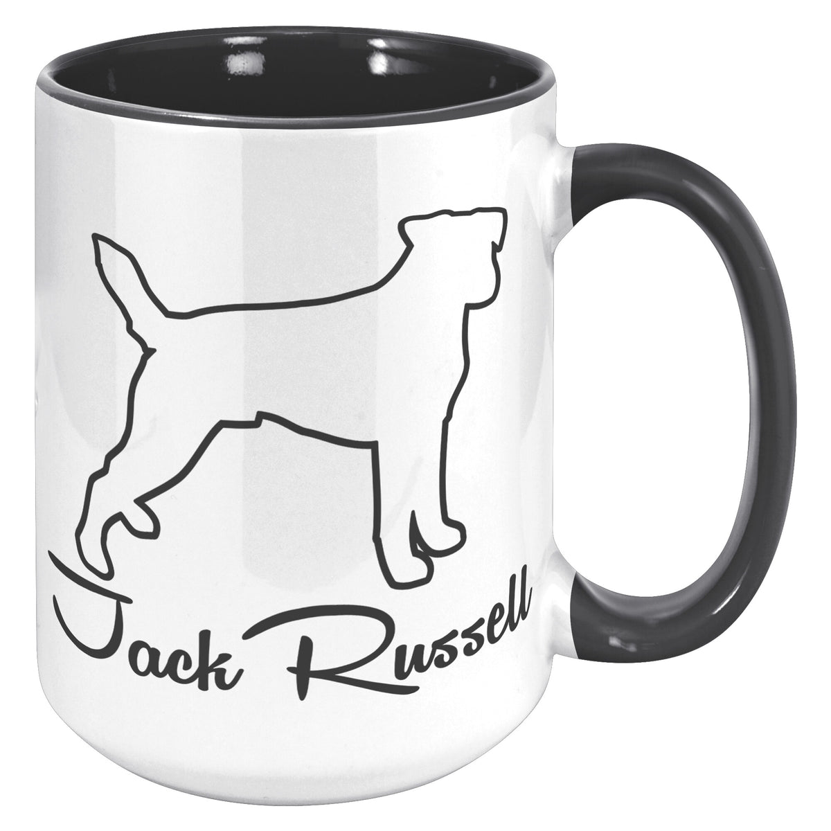 Jack Russell Dog Outlined Silhouette 15oz Accent Mug