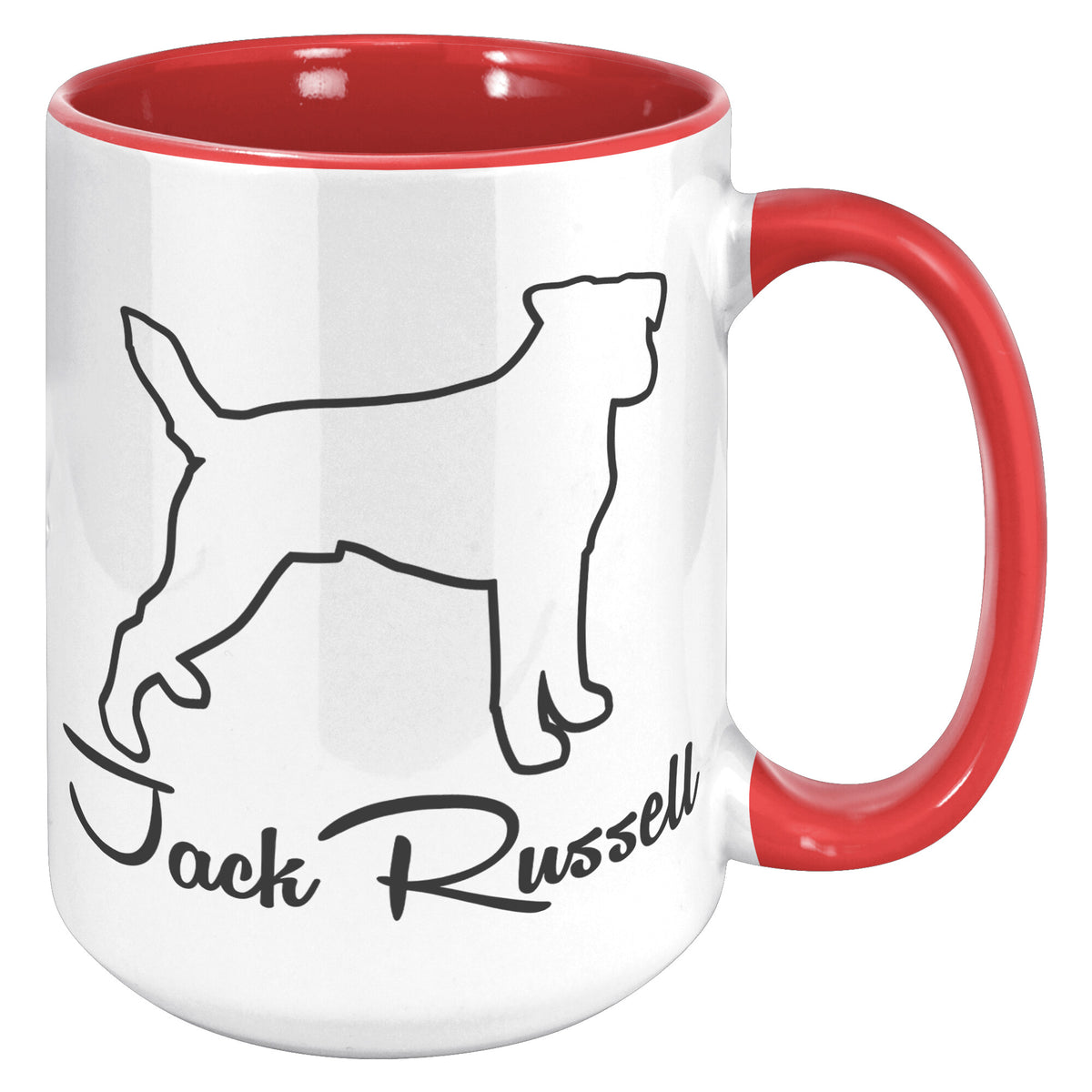 Jack Russell Dog Outlined Silhouette 15oz Accent Mug