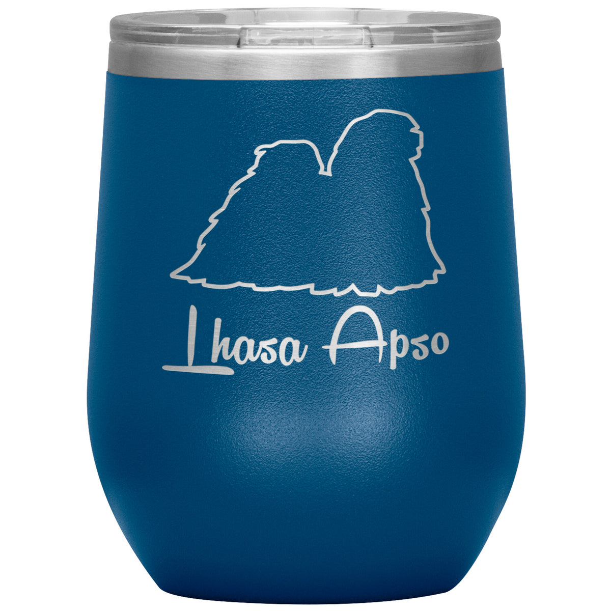 Lhasa Apso Dog Outlined Silhouette 12oz Wine Insulated Tumbler