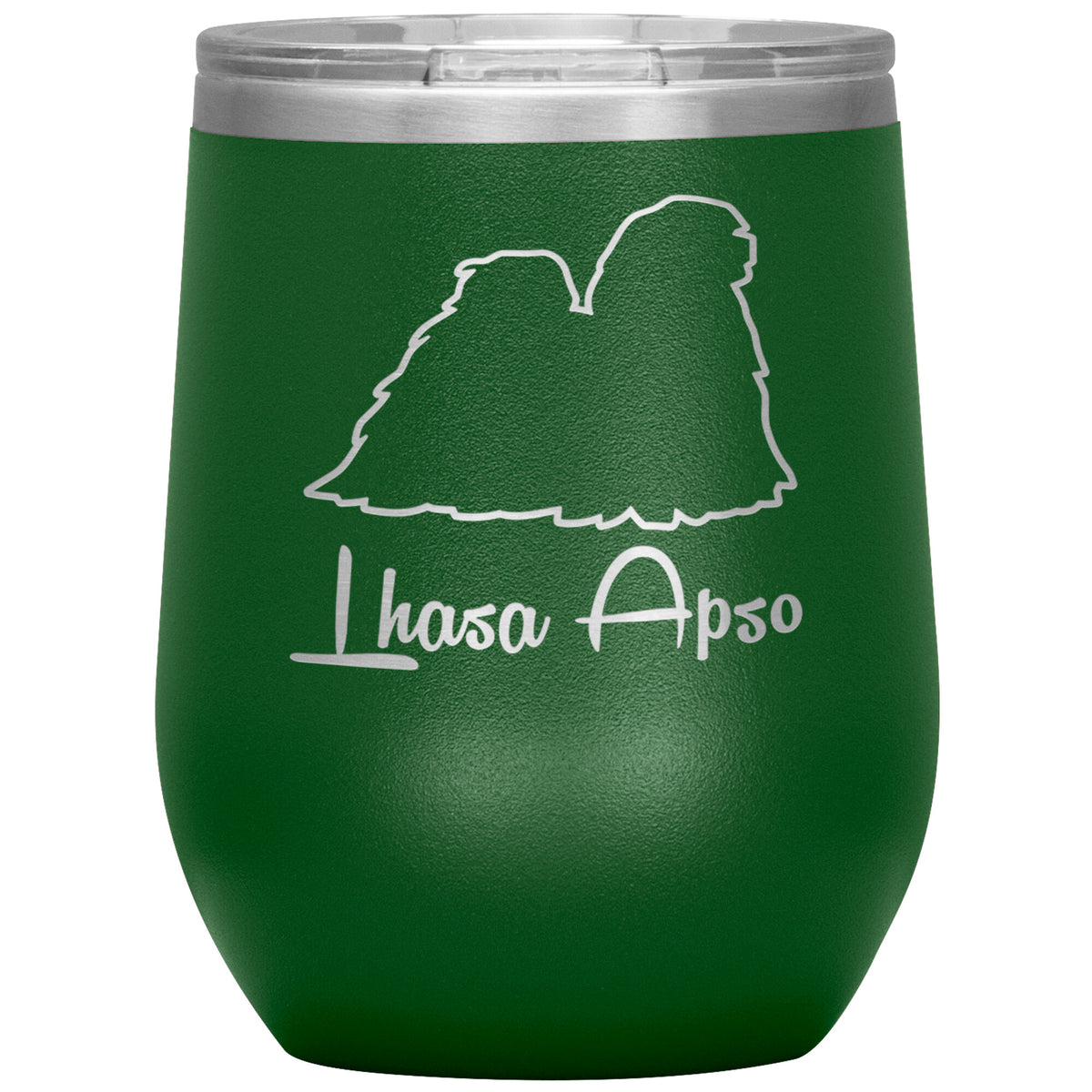 Lhasa Apso Dog Outlined Silhouette 12oz Wine Insulated Tumbler