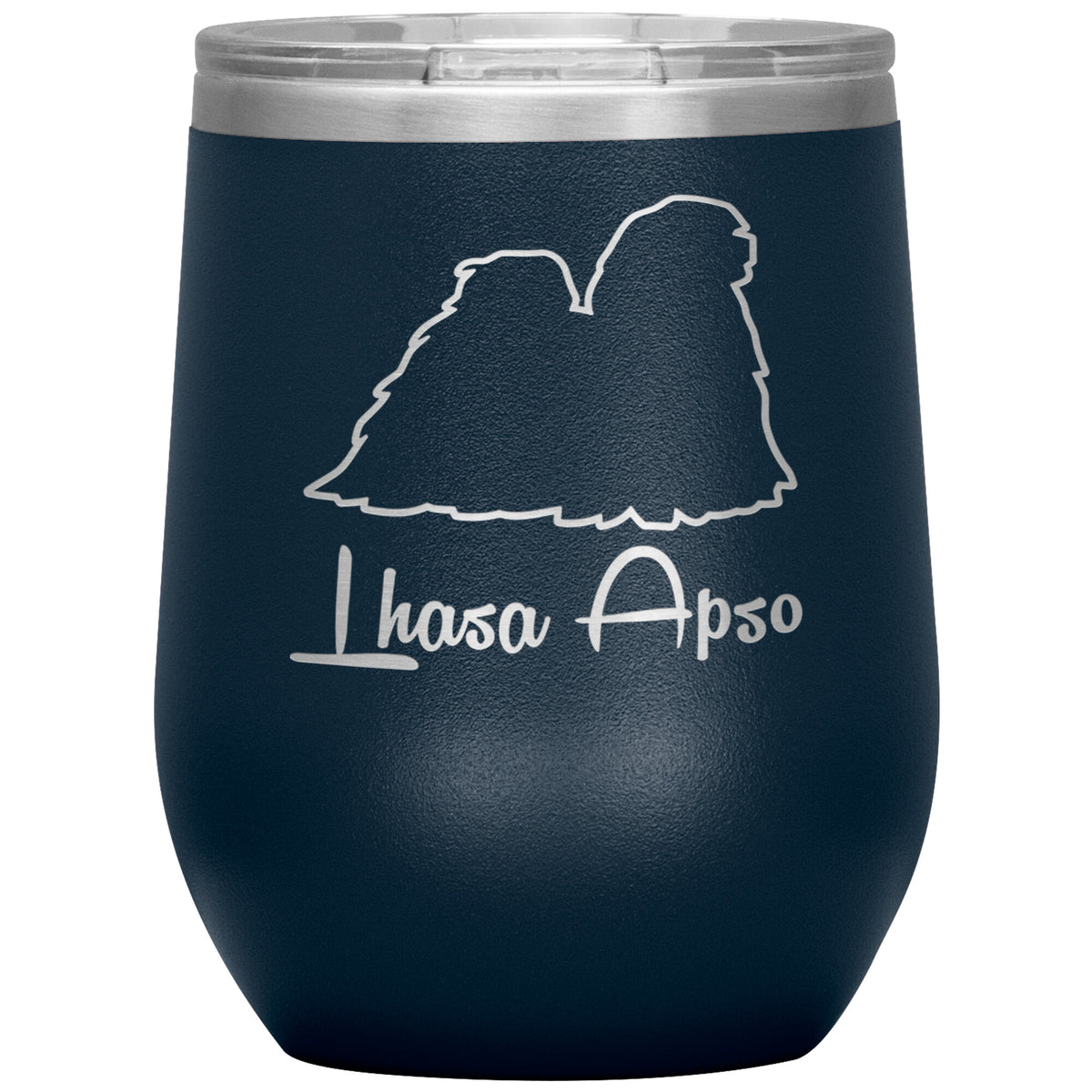 Lhasa Apso Dog Outlined Silhouette 12oz Wine Insulated Tumbler