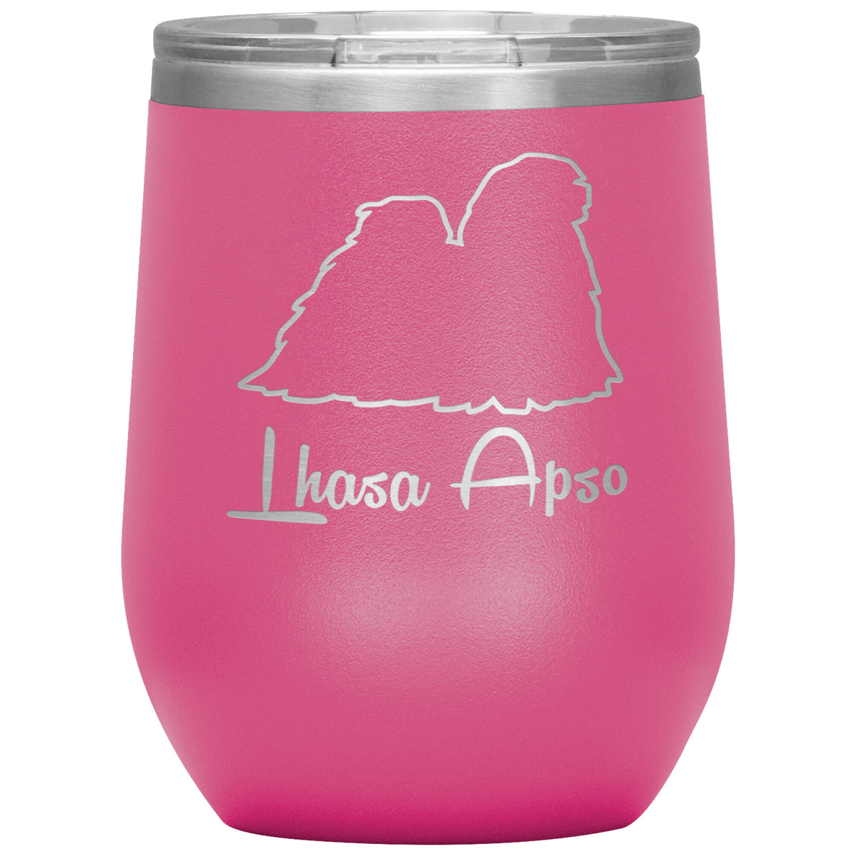 Lhasa Apso Dog Outlined Silhouette 12oz Wine Insulated Tumbler