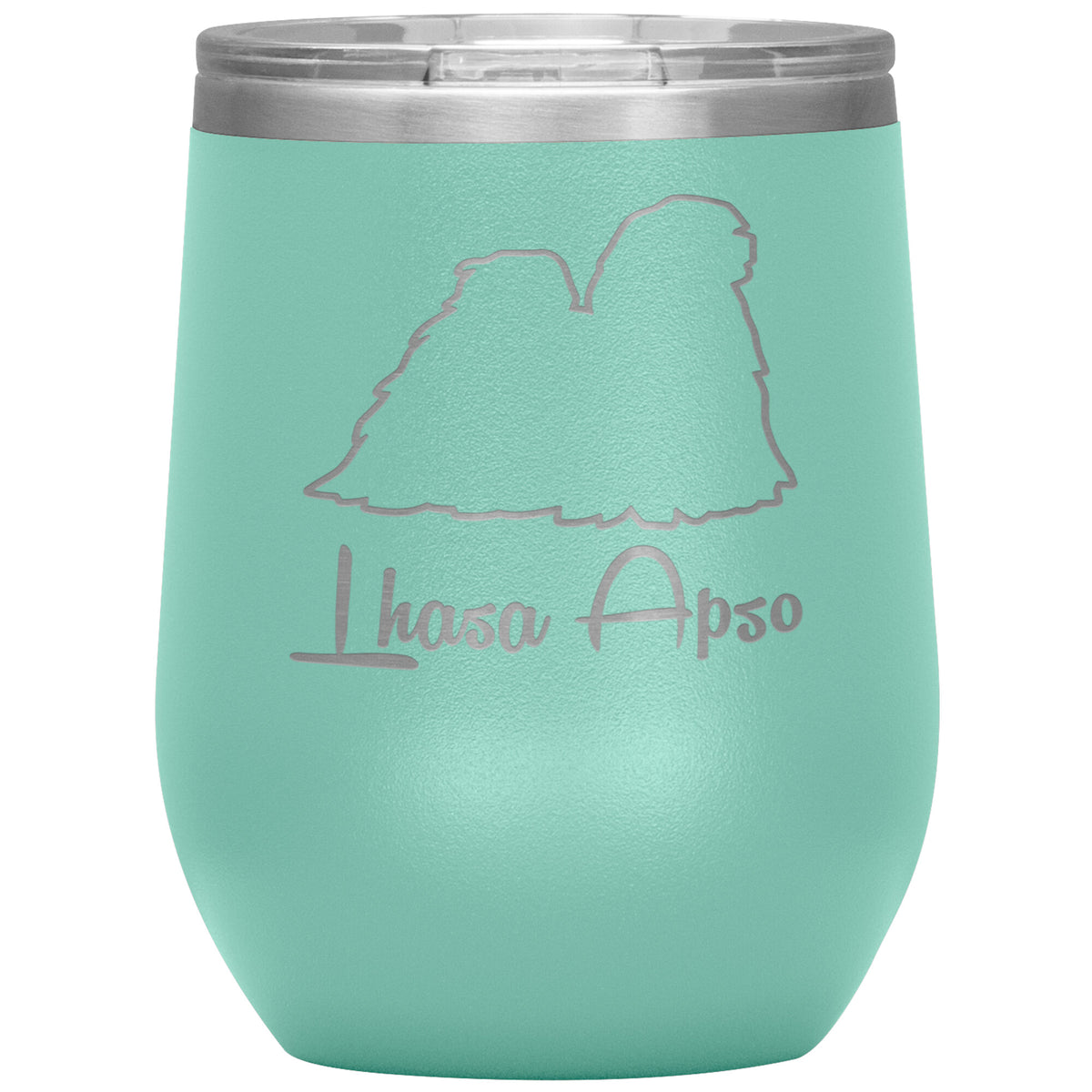 Lhasa Apso Dog Outlined Silhouette 12oz Wine Insulated Tumbler