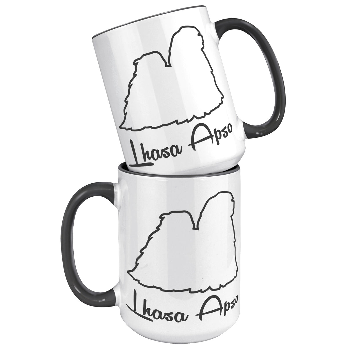 Lhasa Apso Dog Outlined Silhouette 15oz Accent Mug