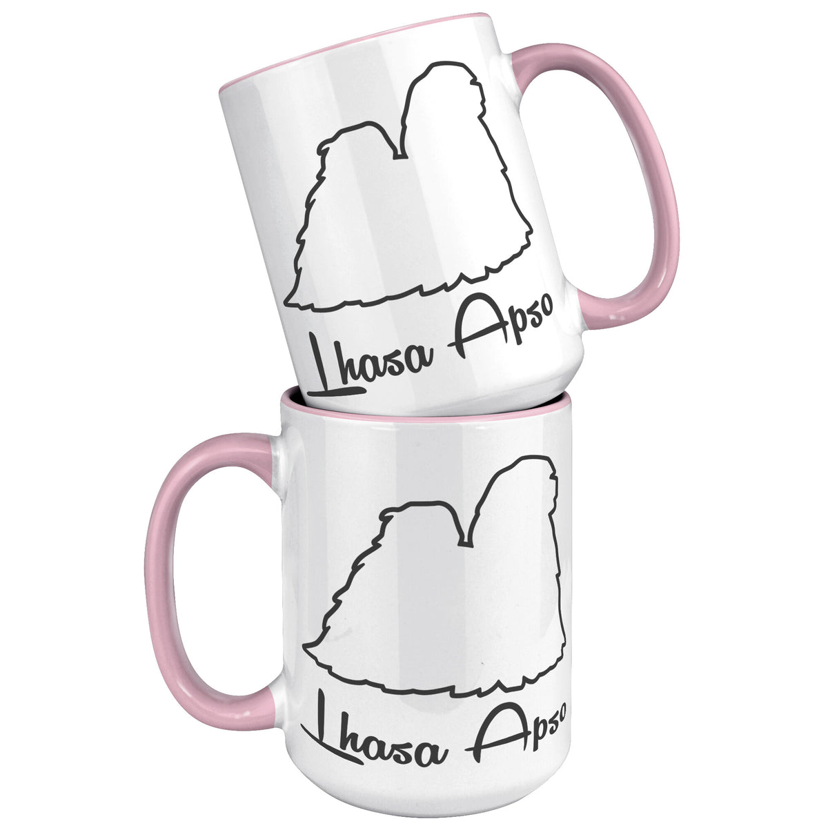 Lhasa Apso Dog Outlined Silhouette 15oz Accent Mug