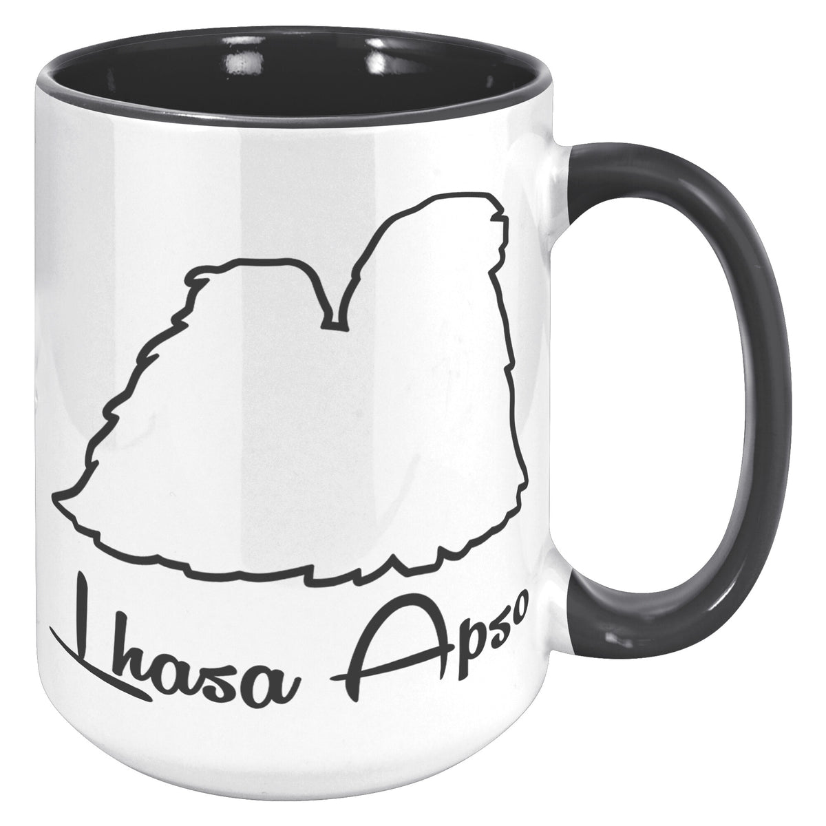 Lhasa Apso Dog Outlined Silhouette 15oz Accent Mug