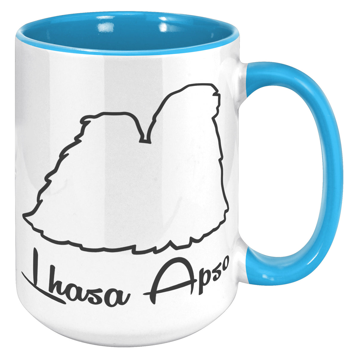 Lhasa Apso Dog Outlined Silhouette 15oz Accent Mug