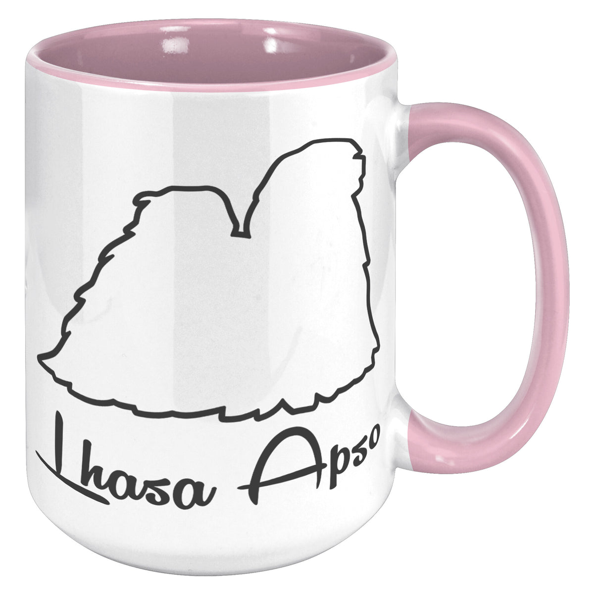 Lhasa Apso Dog Outlined Silhouette 15oz Accent Mug