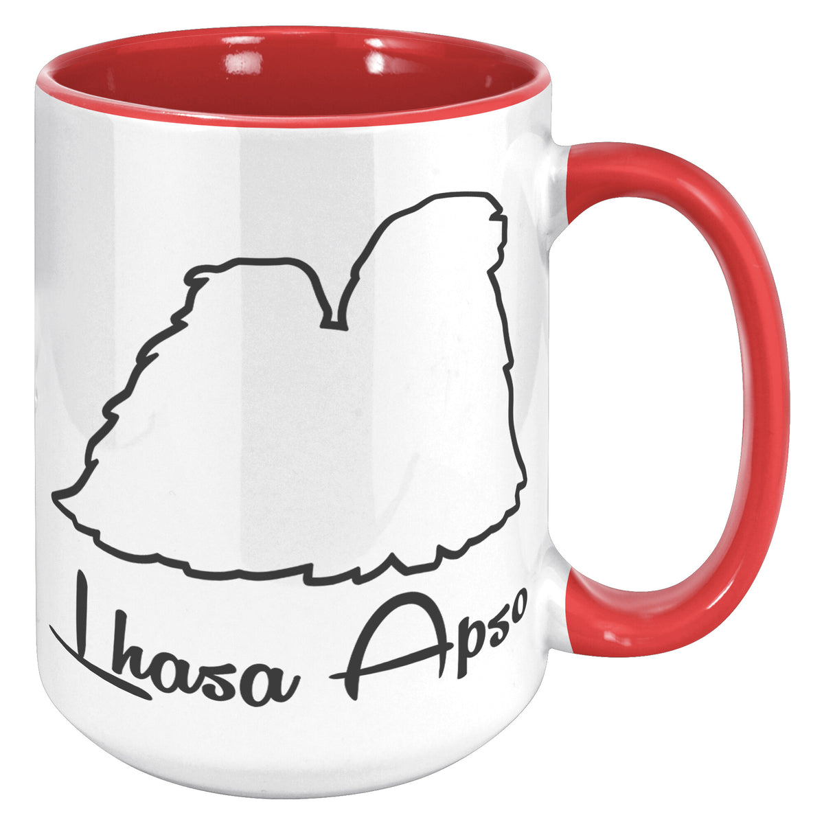Lhasa Apso Dog Outlined Silhouette 15oz Accent Mug