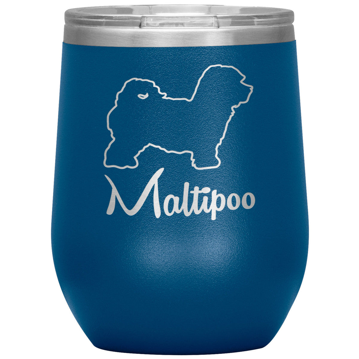 Maltipoo Dog Outlined Silhouette 12oz Wine Insulated Tumbler
