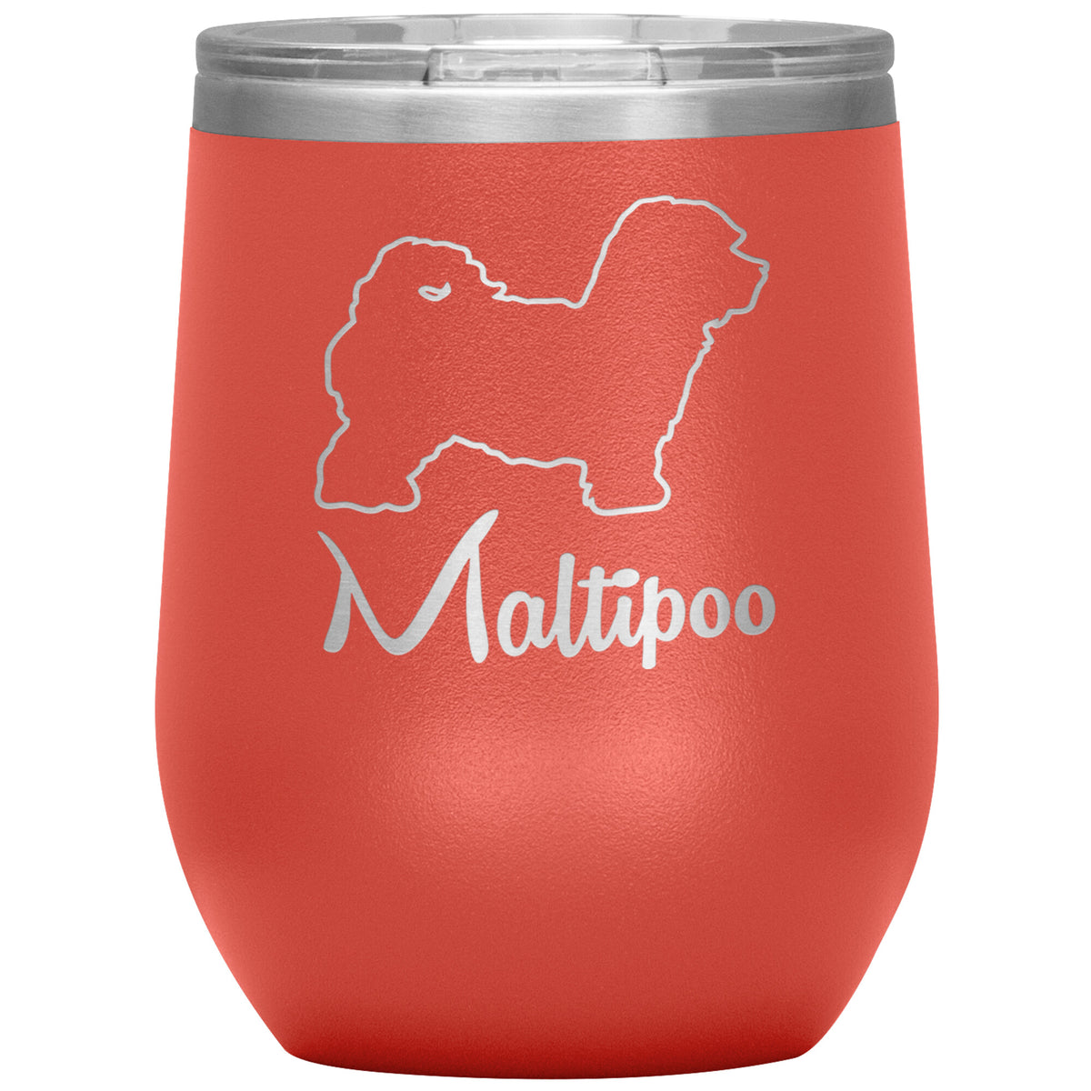 Maltipoo Dog Outlined Silhouette 12oz Wine Insulated Tumbler