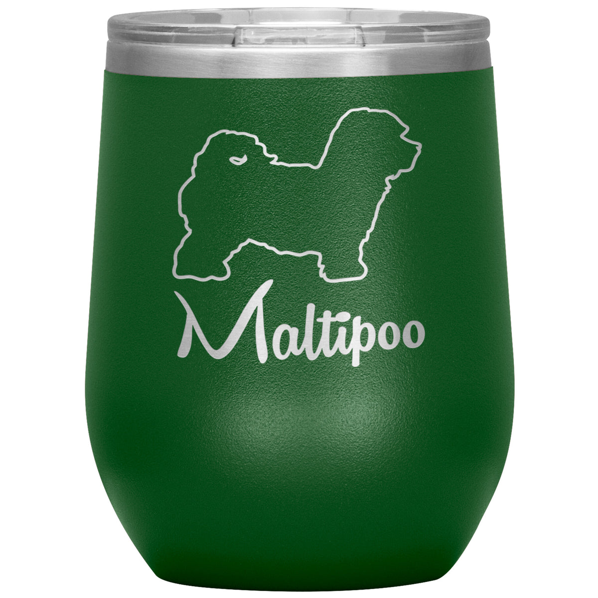 Maltipoo Dog Outlined Silhouette 12oz Wine Insulated Tumbler