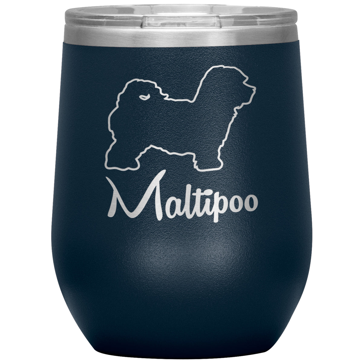 Maltipoo Dog Outlined Silhouette 12oz Wine Insulated Tumbler