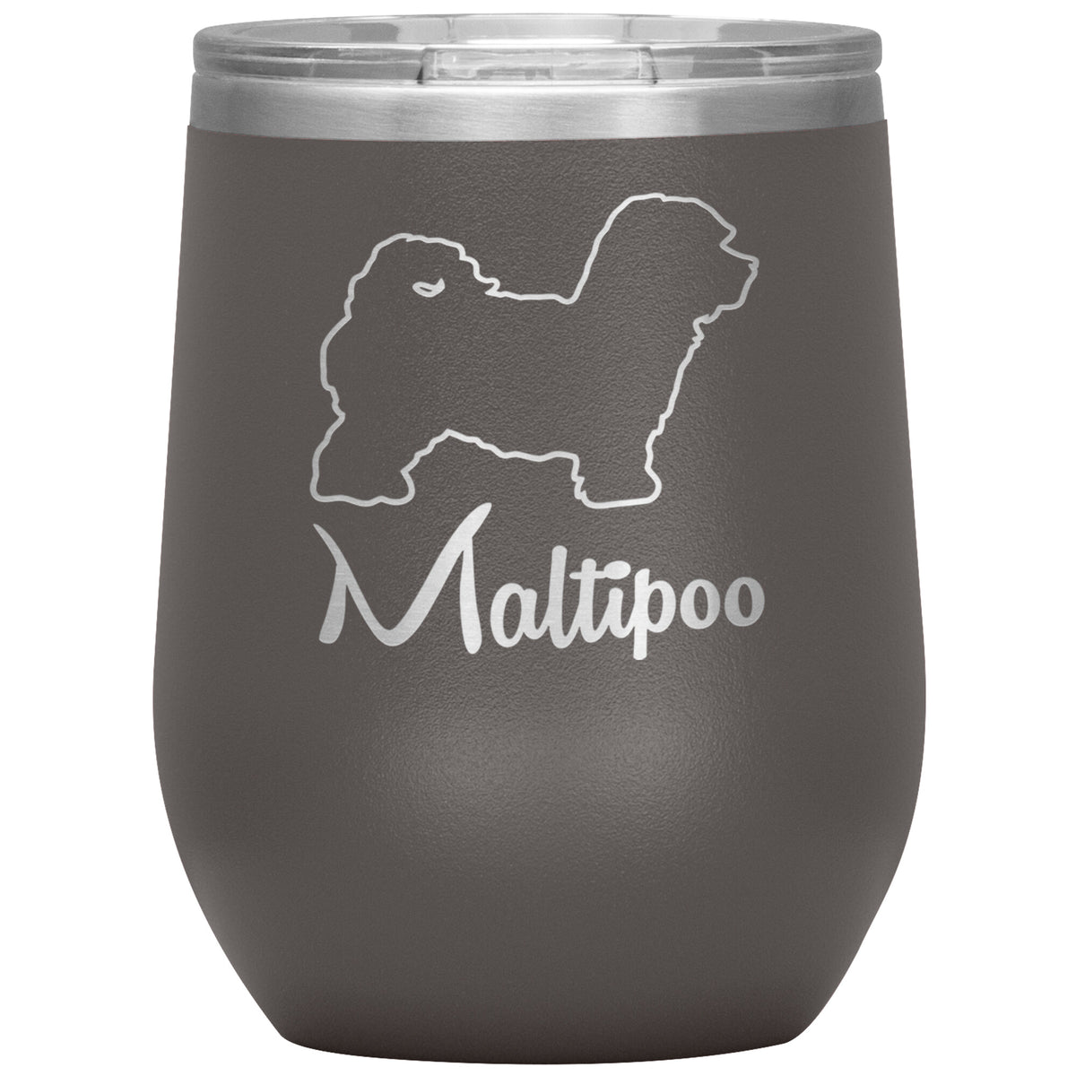 Maltipoo Dog Outlined Silhouette 12oz Wine Insulated Tumbler