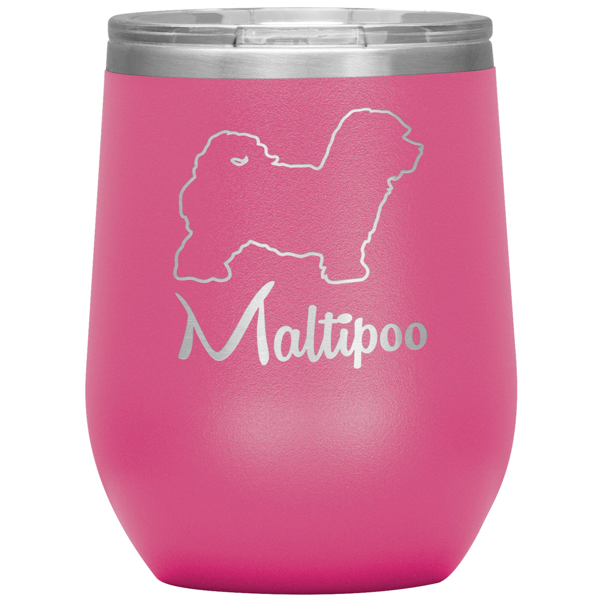 Maltipoo Dog Outlined Silhouette 12oz Wine Insulated Tumbler