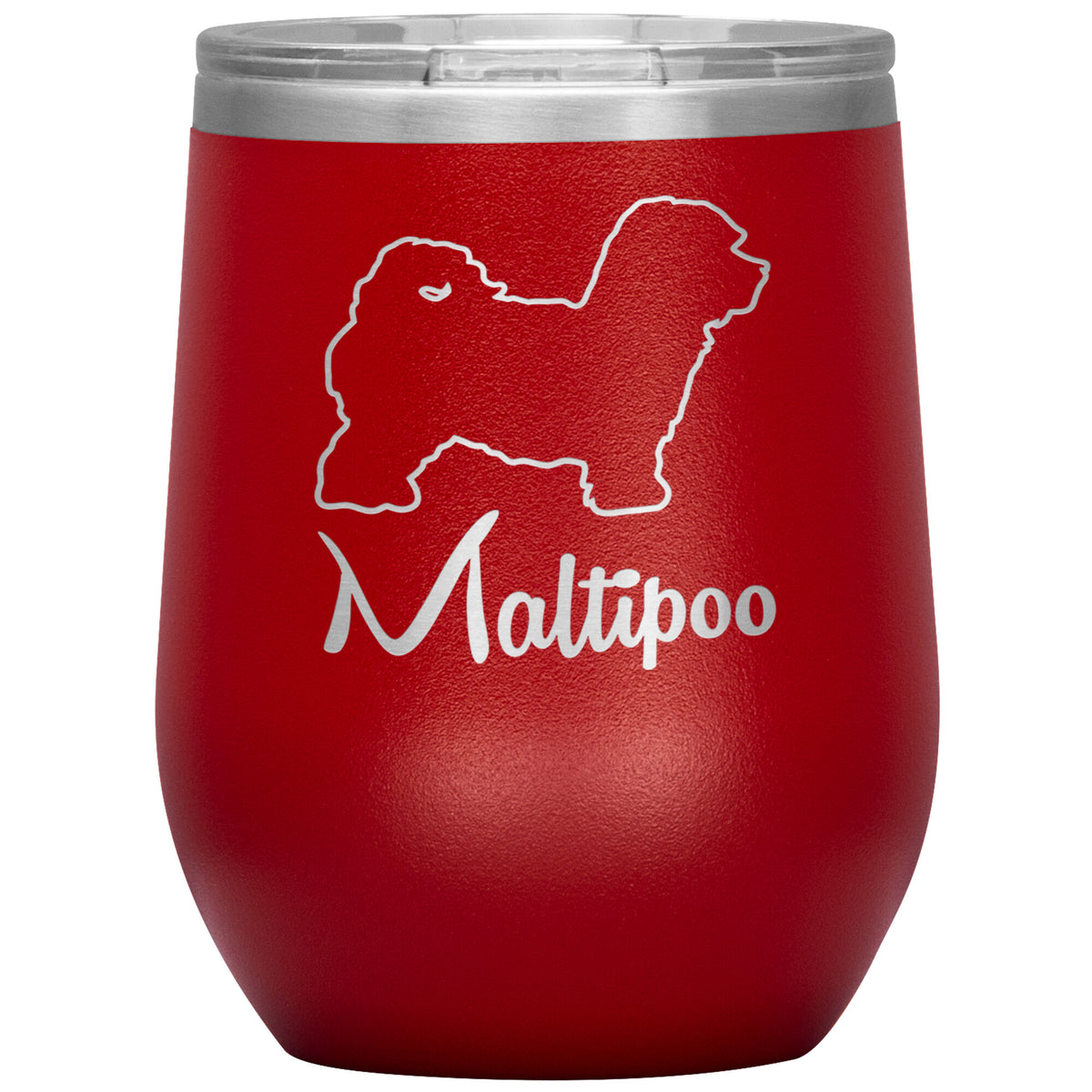 Maltipoo Dog Outlined Silhouette 12oz Wine Insulated Tumbler