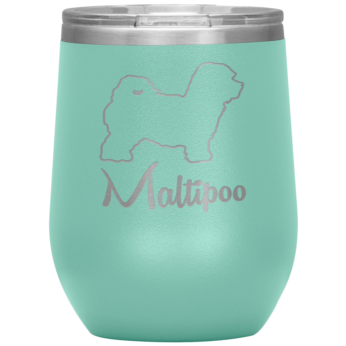 Maltipoo Dog Outlined Silhouette 12oz Wine Insulated Tumbler