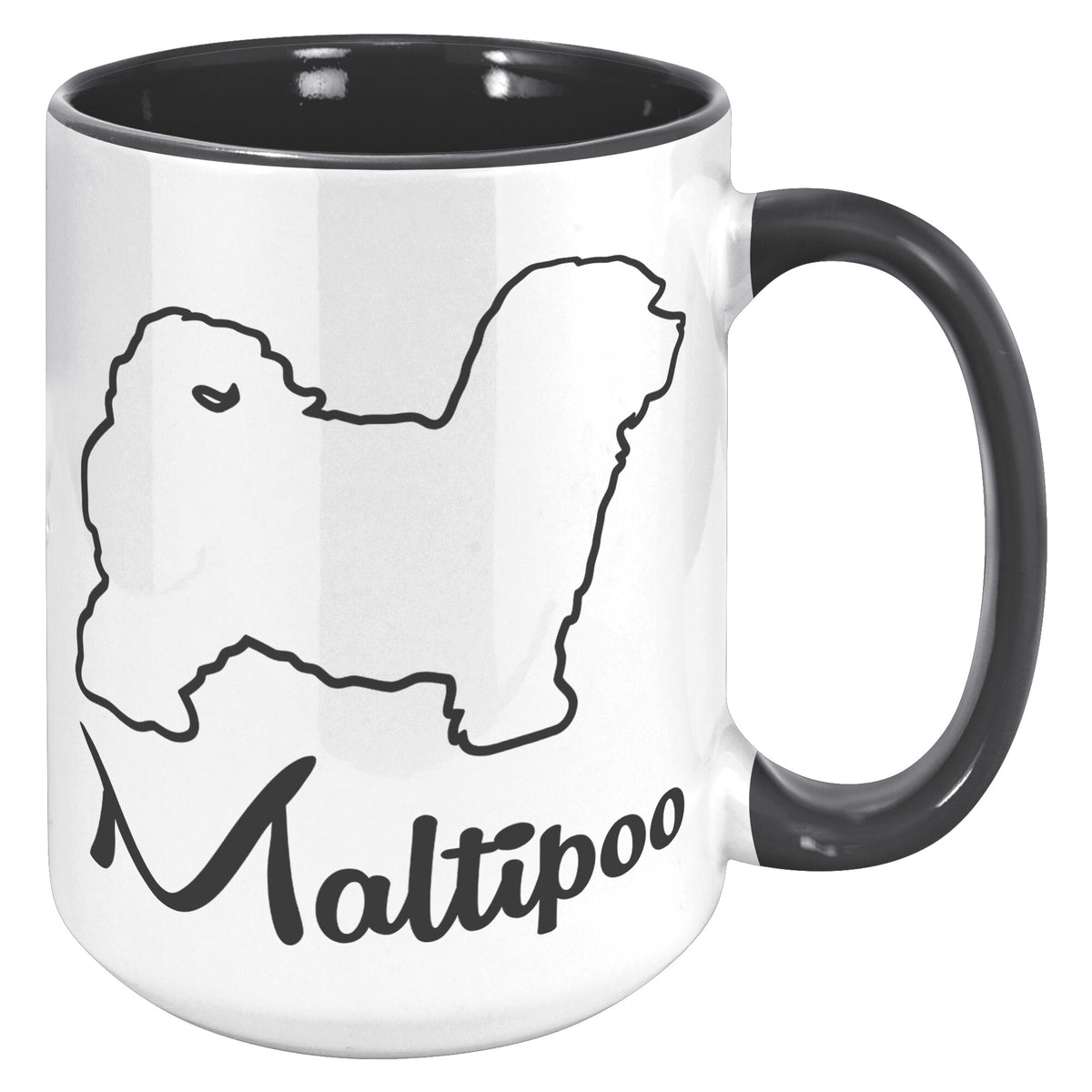 Maltipoo Dog Outlined Silhouette 15oz Accent Mug
