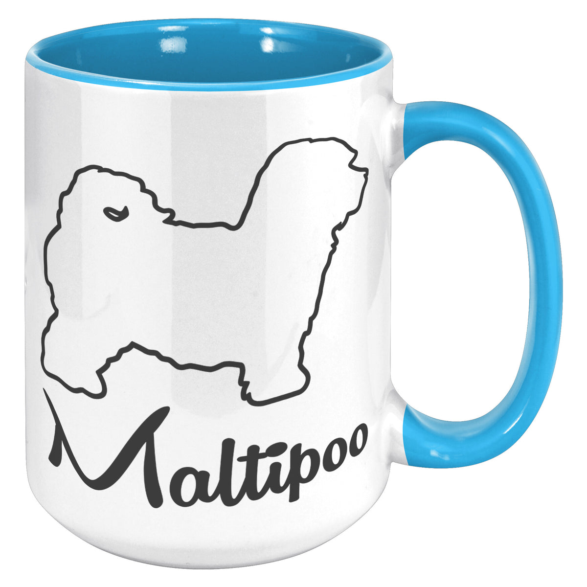 Maltipoo Dog Outlined Silhouette 15oz Accent Mug