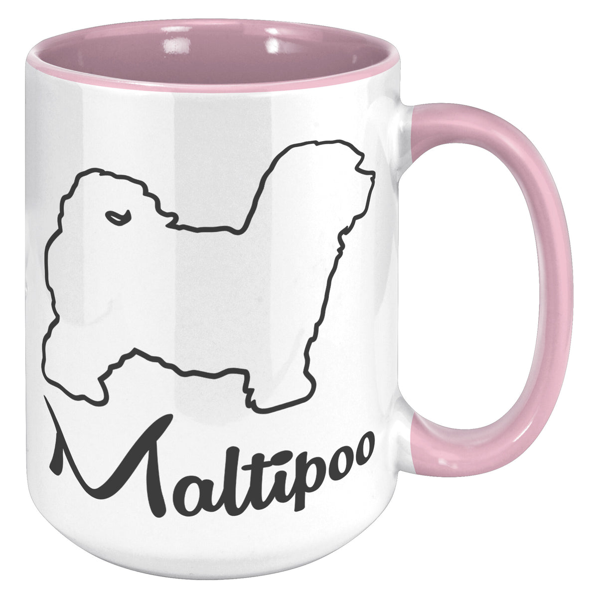 Maltipoo Dog Outlined Silhouette 15oz Accent Mug