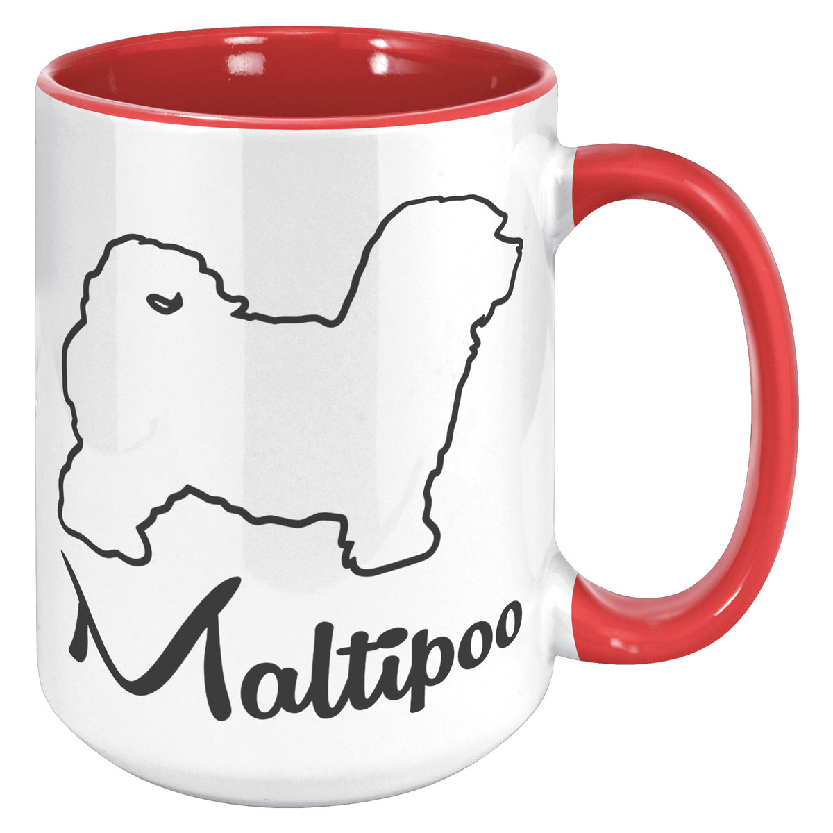 Maltipoo Dog Outlined Silhouette 15oz Accent Mug