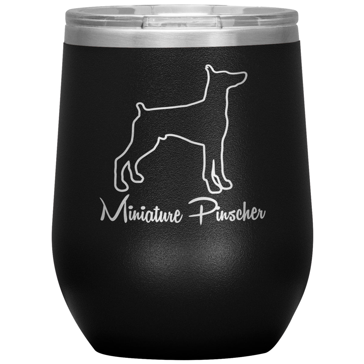 Miniature Pinscher Dog Outlined Silhouette 12oz Wine Insulated Tumbler