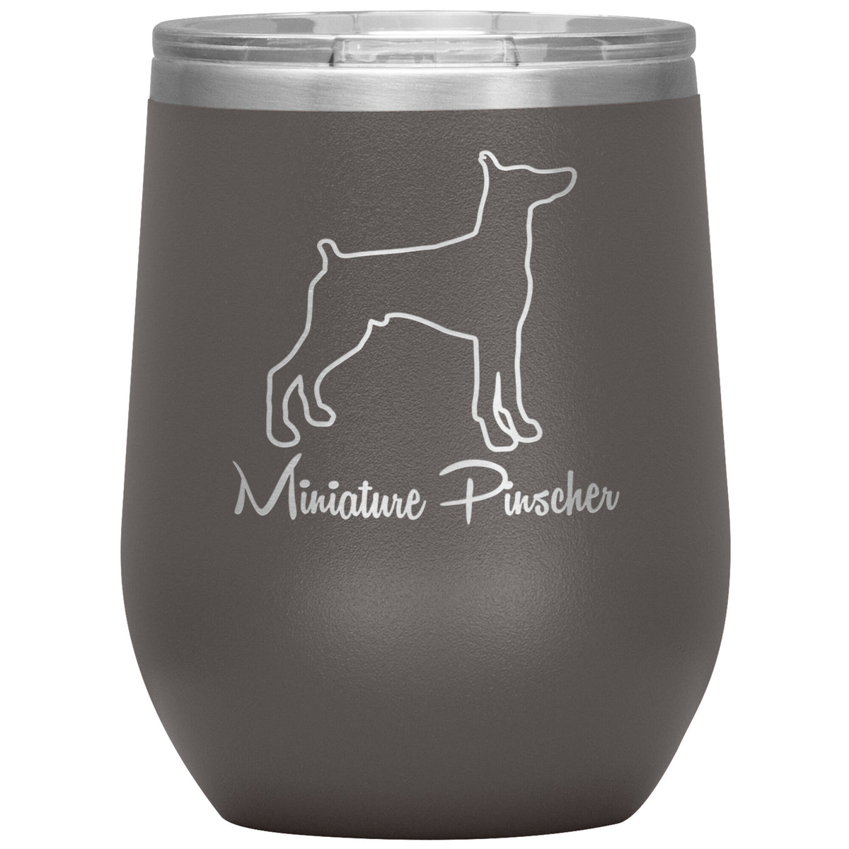 Miniature Pinscher Dog Outlined Silhouette 12oz Wine Insulated Tumbler