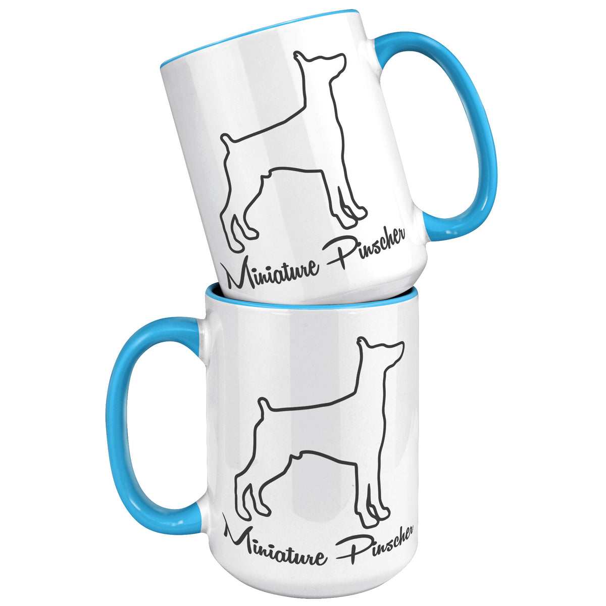 Miniature Pinscher Dog Outlined Silhouette 15oz Accent Mug