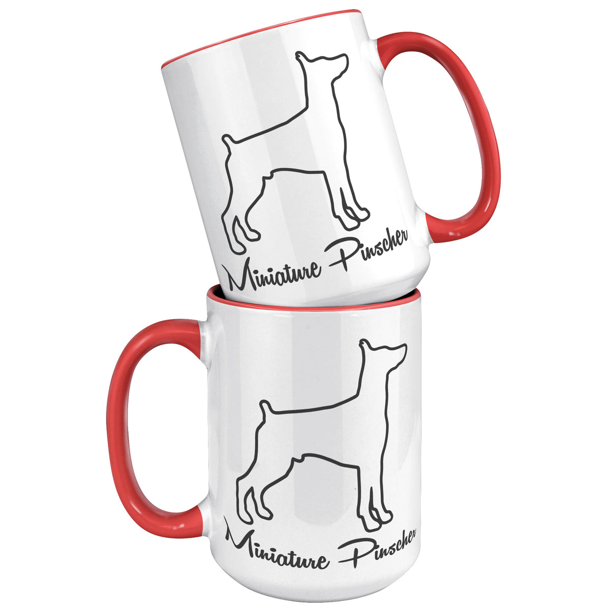 Miniature Pinscher Dog Outlined Silhouette 15oz Accent Mug