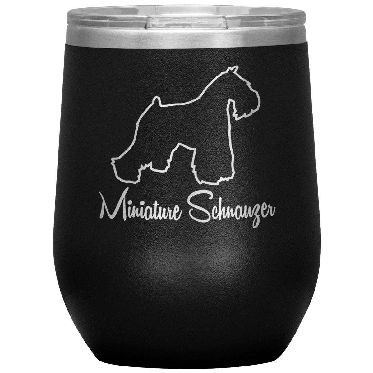 Miniature Schnauzer Dog Outlined Silhouette 12oz Wine Insulated Tumbler
