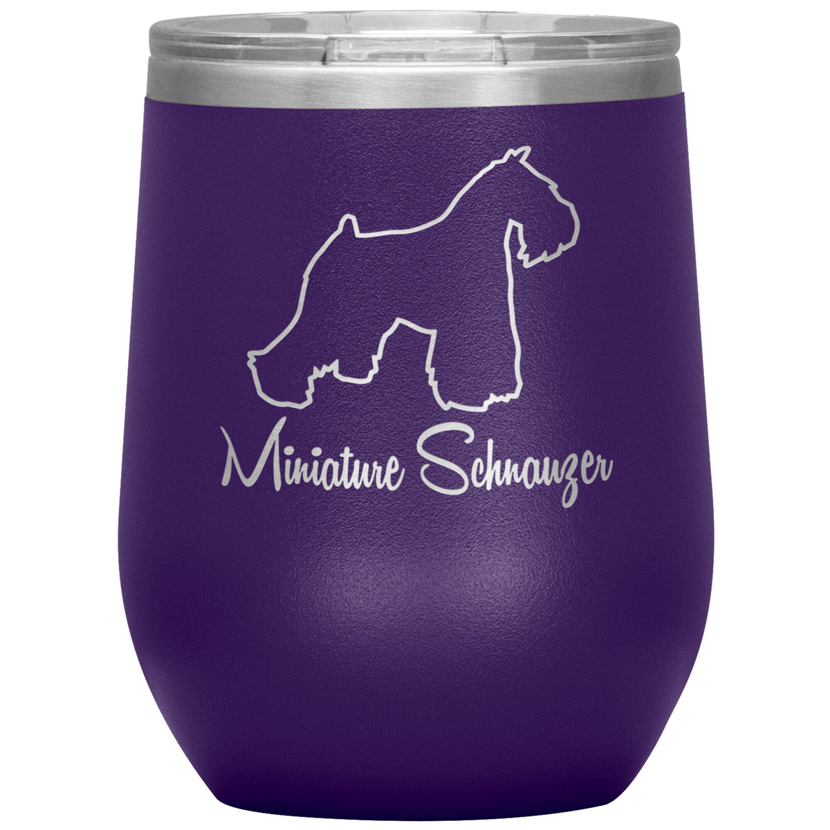 Miniature Schnauzer Dog Outlined Silhouette 12oz Wine Insulated Tumbler