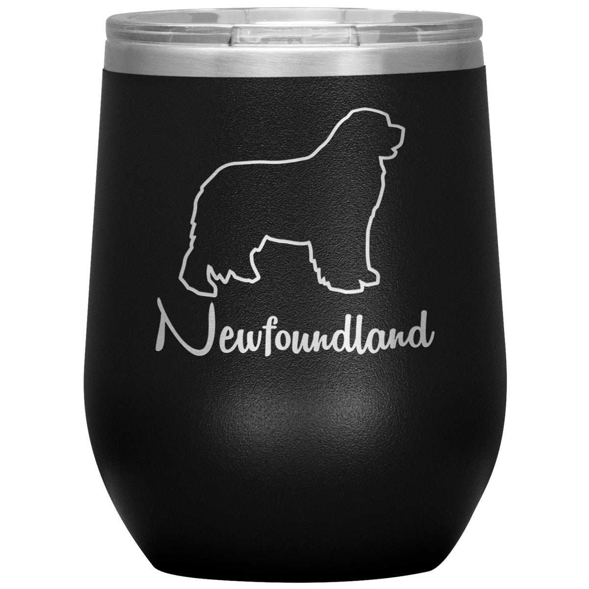 Newfoundland Dog Outlined Silhouette 12oz Wine Insulated Tumbler