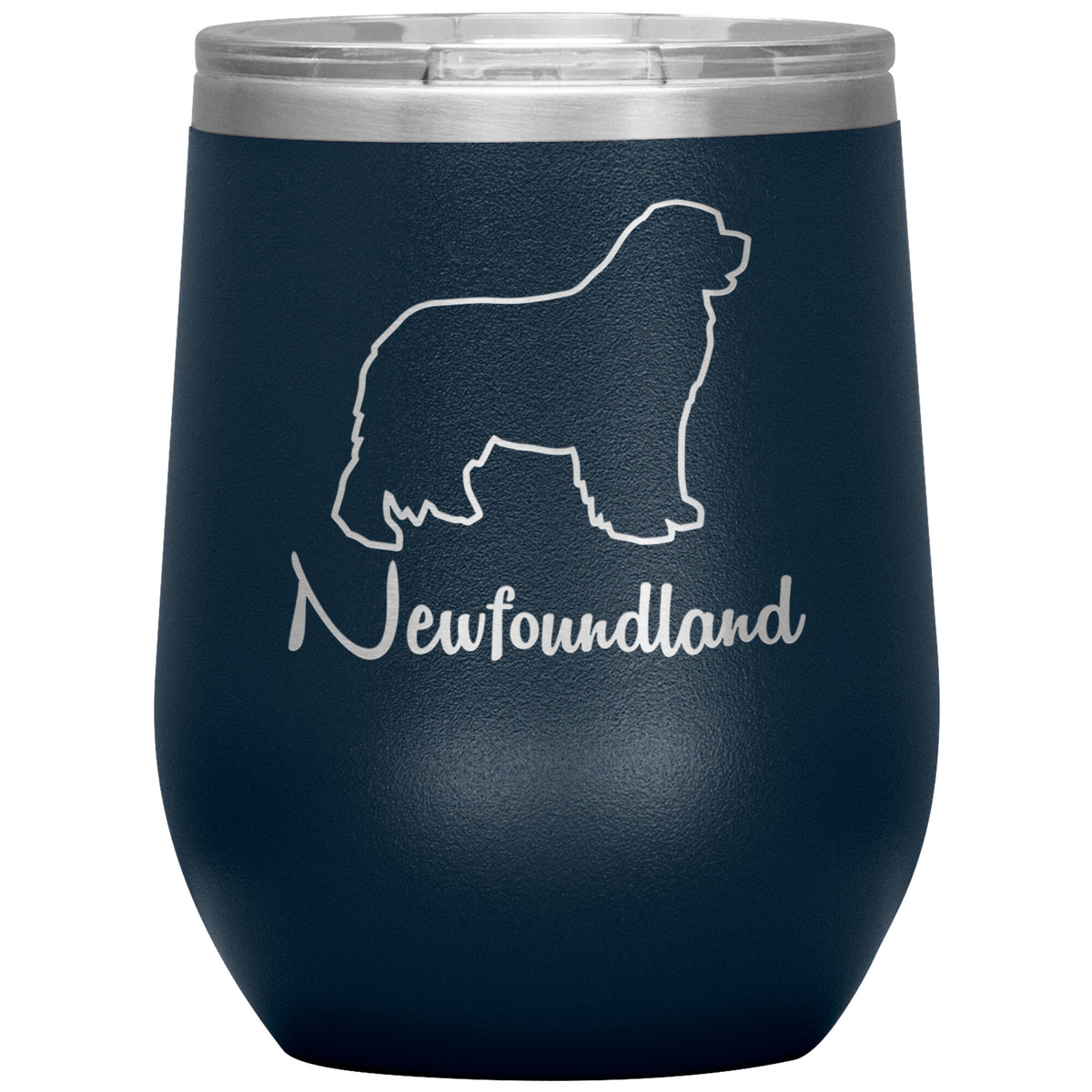 Newfoundland Dog Outlined Silhouette 12oz Wine Insulated Tumbler