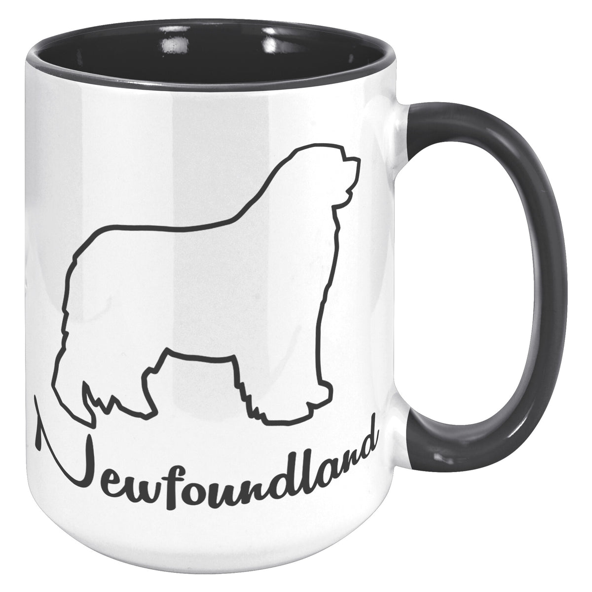 Newfoundland Dog Outlined Silhouette 15oz Accent Mug