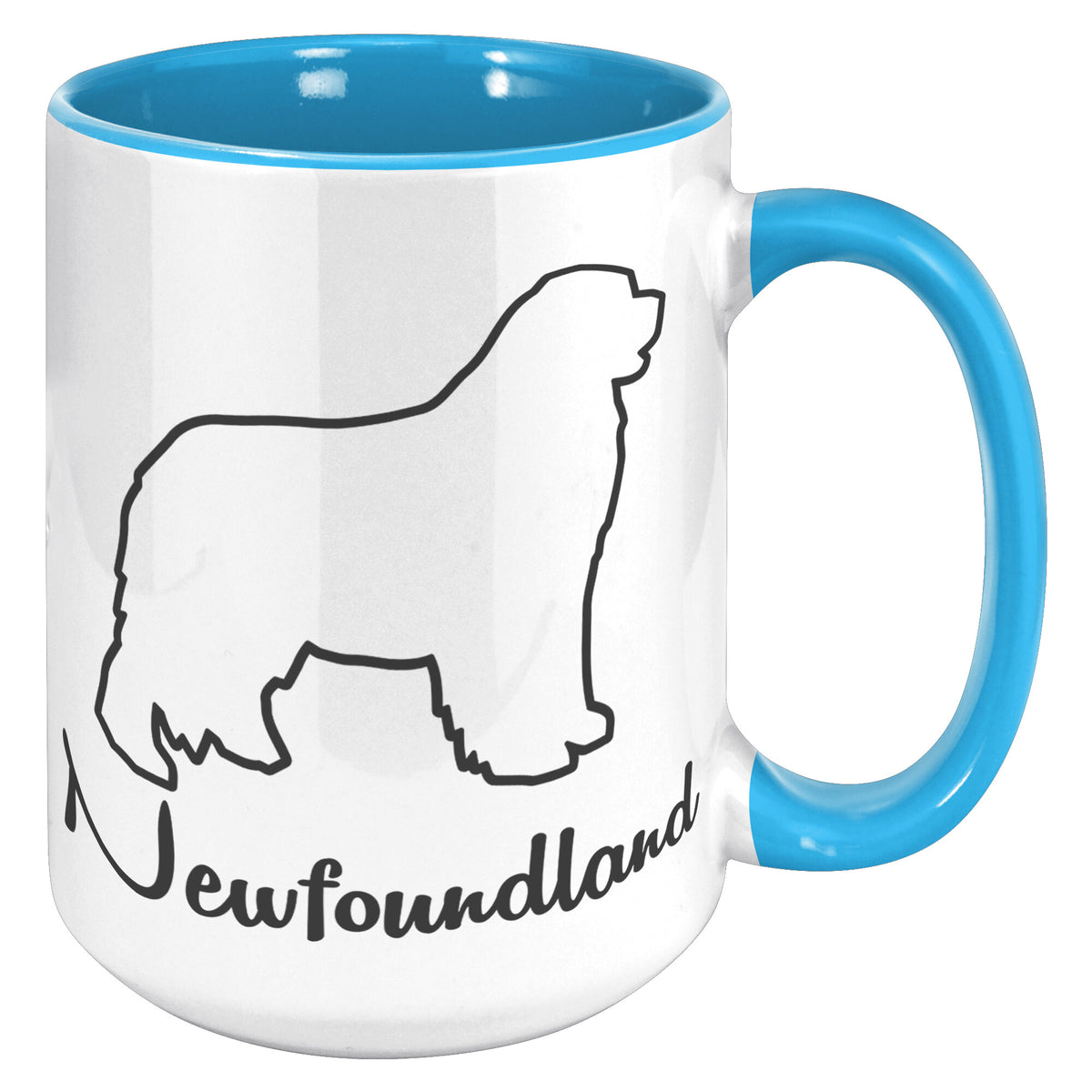 Newfoundland Dog Outlined Silhouette 15oz Accent Mug