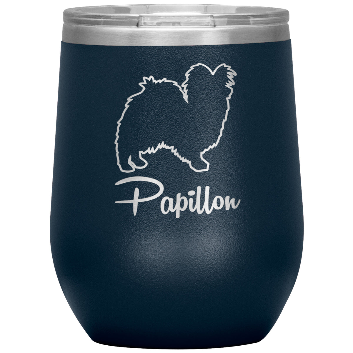 Papillon Dog Outlined Silhouette 12oz Wine Insulated Tumbler