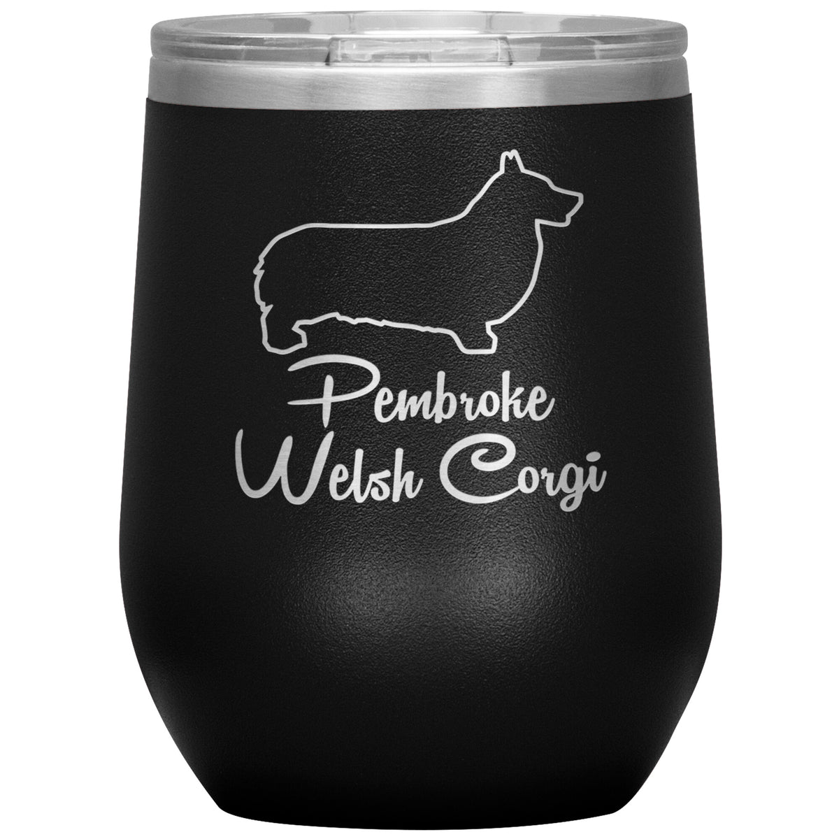Pembroke Welsh Corgi Dog Outlined Silhouette 12oz Wine Insulated Tumbler