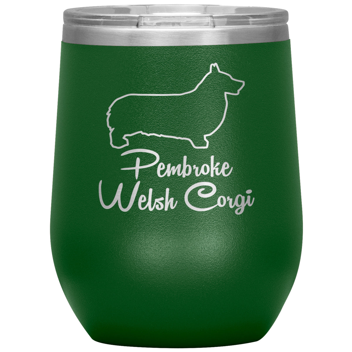 Pembroke Welsh Corgi Dog Outlined Silhouette 12oz Wine Insulated Tumbler