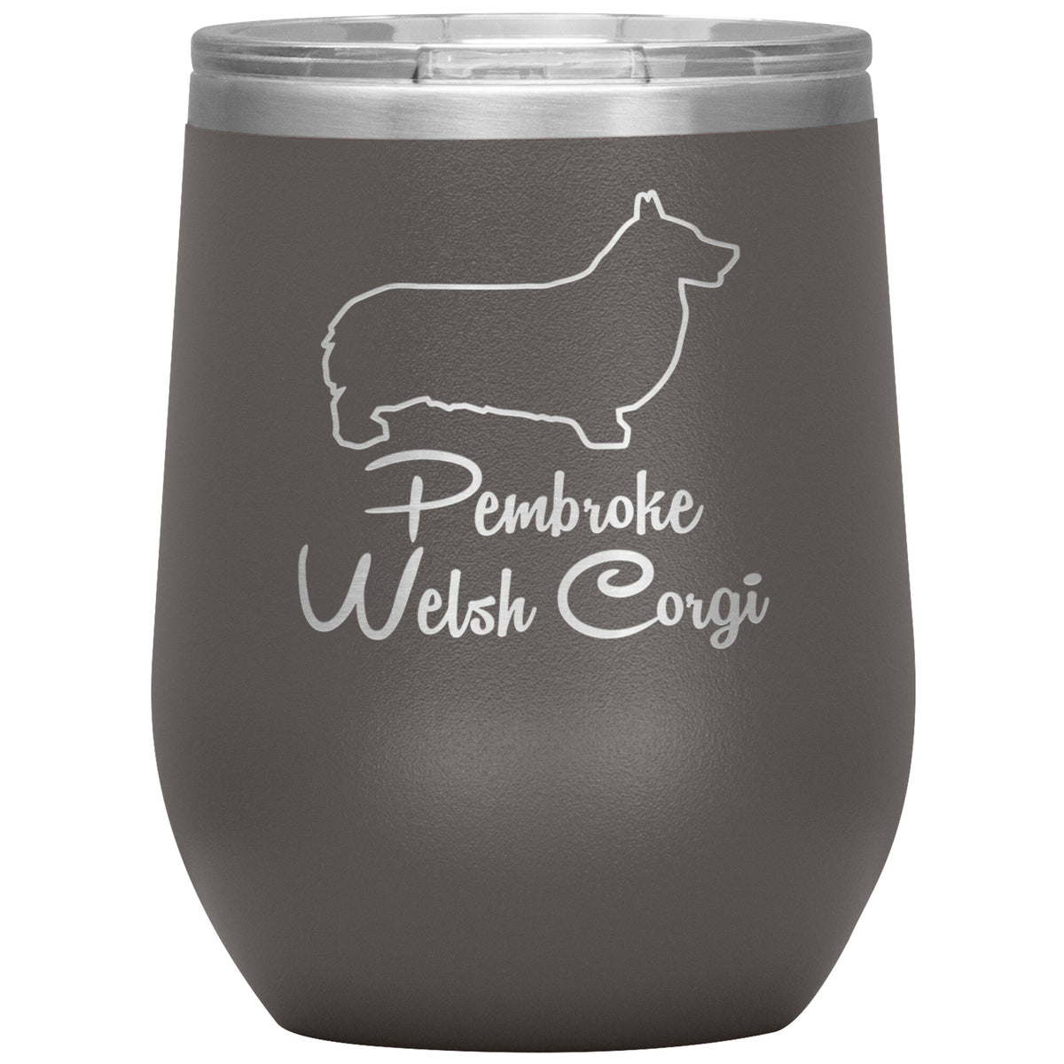 Pembroke Welsh Corgi Dog Outlined Silhouette 12oz Wine Insulated Tumbler